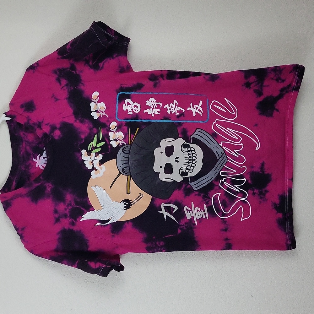 Vibes Skull Geisha Tie-Dye T-Shirt Size Medium